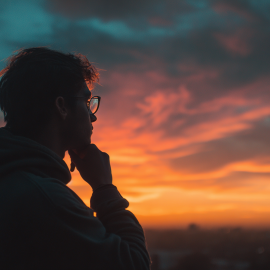 A man pondering over heuristics and biases