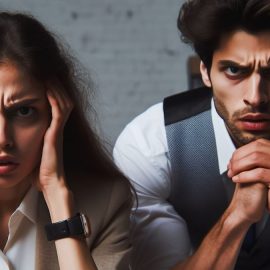 Two angry employees displaying toxic behavior in the workplace.