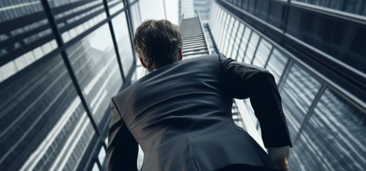 Heroic Individualism and Why We Obsess Over Productivity A heroic individual looking up at a skyline in the city.
