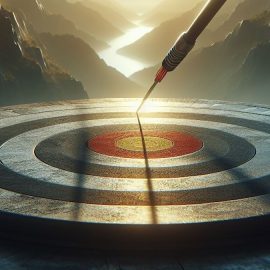 An arrow missing a giant target bullseye