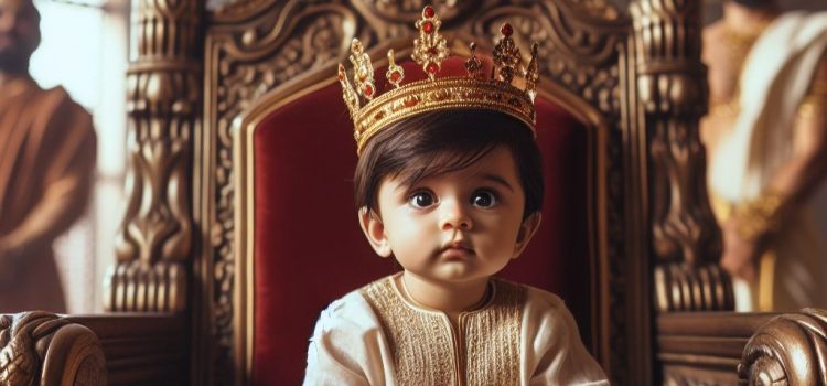 A baby King on a throne.