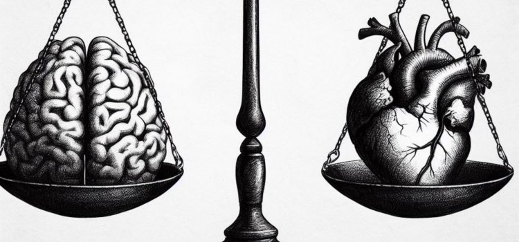 A scale balancing a heart and a brain