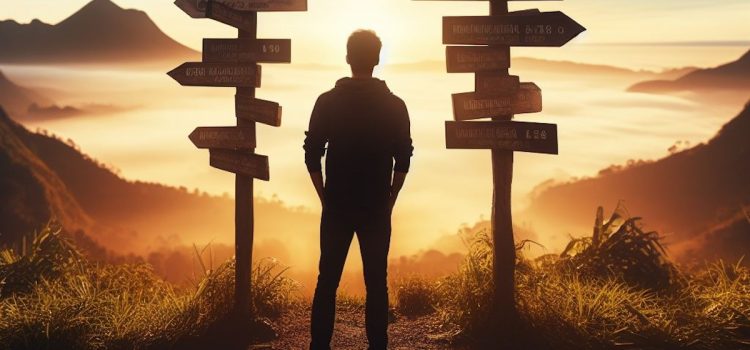 Native American Struggles Today: The Right to Self-Determination A man standing in front of two posts with arrows pointing different ways