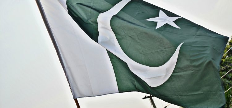 The official Pakistan flag flying in the air