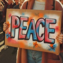 A peace sign at a protest