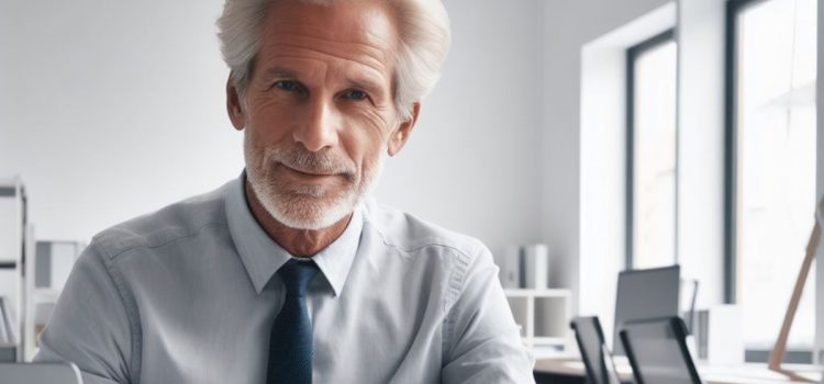 A white-haired bearded man dressed in a tie that is happy with individualism in the workplace.