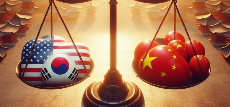 APEC Meeting 2023: Counterbalancing China (NPR News Now) A scale balancing United States and Vietnam flag