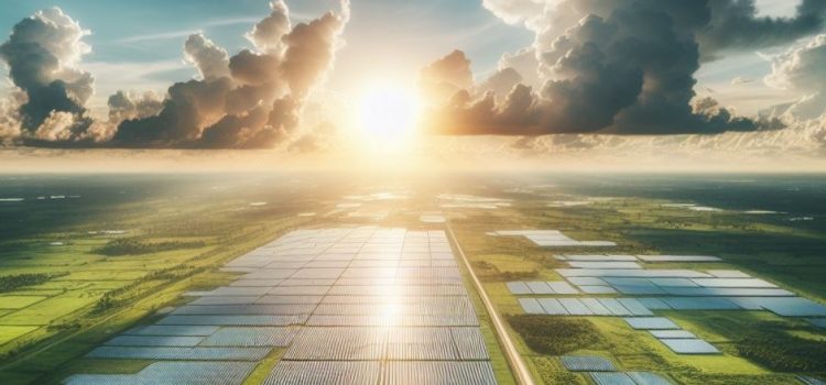 A solar farm in field