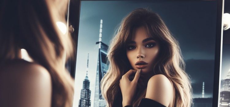 What Is the Hedonic Treadmill and How Do You Get Off? A woman seductively looking at her reflection in a mirror.