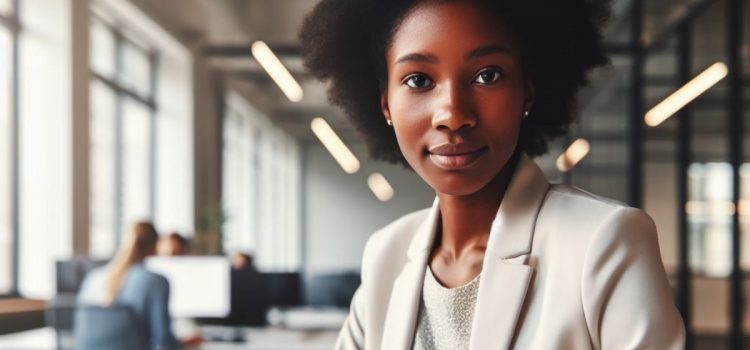 A young woman in an office