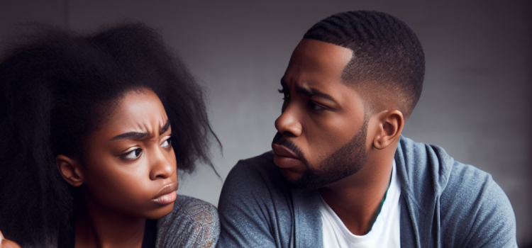 A woman and a man frowning at each other, exemplifying why divorce is so hard.
