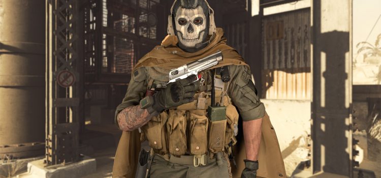 Call of Duty's Ghost character in a building.