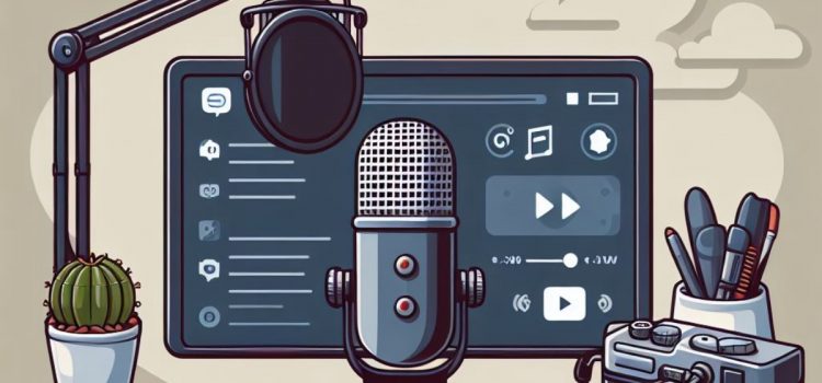 Highlights From the “Red Power God (tier 2)” Podcast Episode A podcast setup on a desk with two microphones, a camera, and a computer.