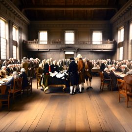 Founding fathers oversee the formation of the United States and draft the Constitution in Philadelphia's Independence Hall
