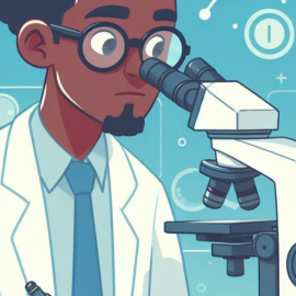 A male scientist looking into a microscope, studying the importance of sexual health.