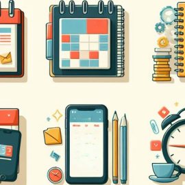 Different calendars and clocks illustrate how to schedule your day