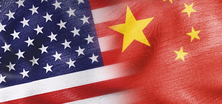 Flags of the United States and China side by side, representing China-US relations today