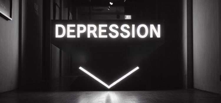 What Causes Depression in the Brain? Catching the 4 Errors A neon sign reading "DEPRESSION" in a dark room that represents what causes depression in the brain.
