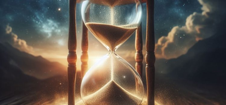 An hourglass with sand falling through it illustrates time hacking