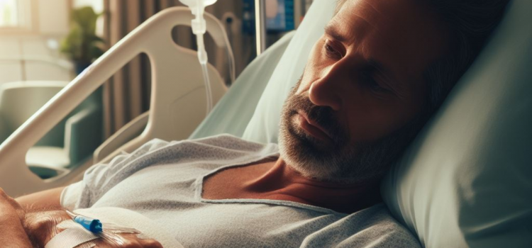 What can cause hormone imbalance? A man with an unknown illness lies in a hospital bed