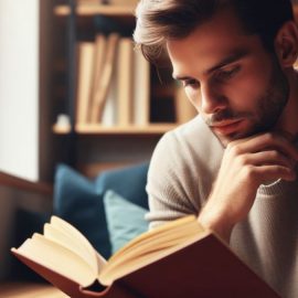 Man reading a book, representing The Man's Guide to Women, Gottman's book on relationships