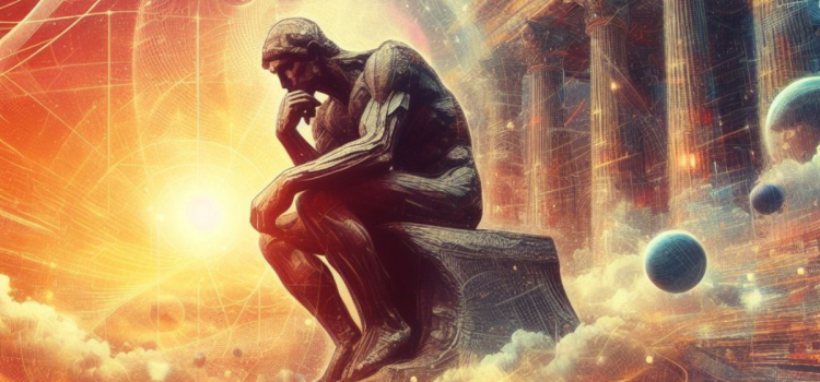 A statue of a philosophical thinker in front of an ancient building, questioning what do stoics believe.