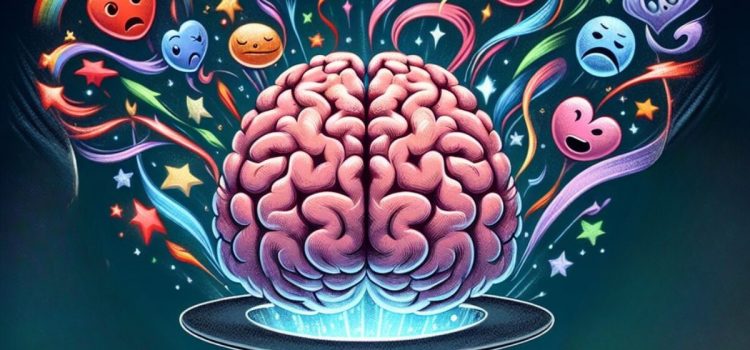 How to Release Negative Emotions From the Body & Mind A brain emerging from a top hat with emotions coming out of it, representing how to release negative emotions from the body.
