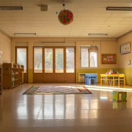 An empty classroom displays the childcare crisis in the US