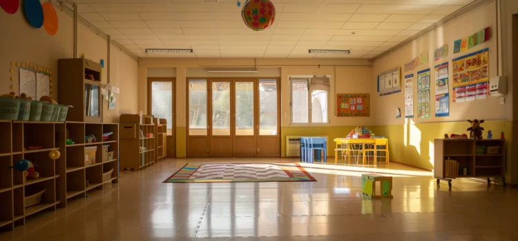 An empty classroom displays the childcare crisis in the US