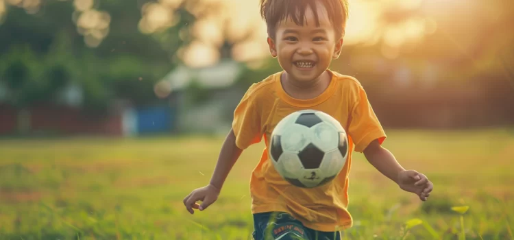 How to Support the Physical & Mental Development of Children A young boy playing soccer to boost his physical and mental development