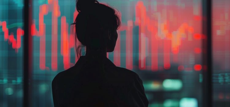 How to Find Investment Opportunities: 4 Smart Strategies A silhouette of a woman looking at charts and lines as she learns how to find investment opportunities.