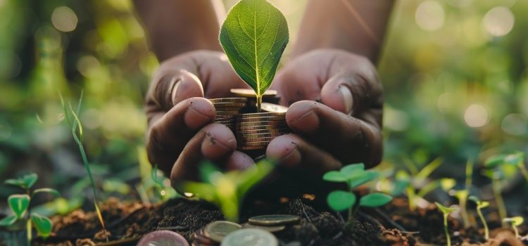 Rule #1: Book Overview and Takeaways (Phil Town) Two hands holding coins with a leaf sprouting out of them.