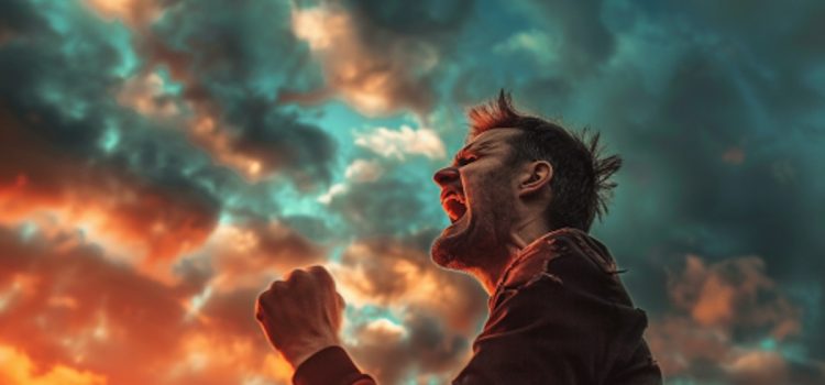 Blaming God: The Shack Deals With the Problem of Evil a man who’s blaming God angrily shakes his fist at the sky