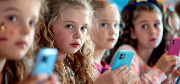 Are Kids Growing Up Too Fast? Here’s Evidence They Are Young girls on their phones and wearing makeup, showing that kids are growing up too fast.