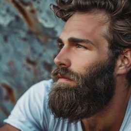 A man with a beard who is displayed the ideal version of bell hooks' feminist masculinity.