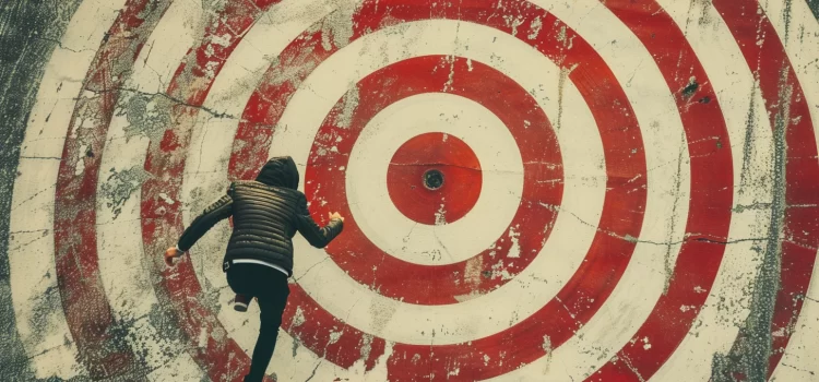 How to Achieve Big Goals: The 4 Steps to Success A person running toward a red and white bullseye target, representing how to achieve big goals