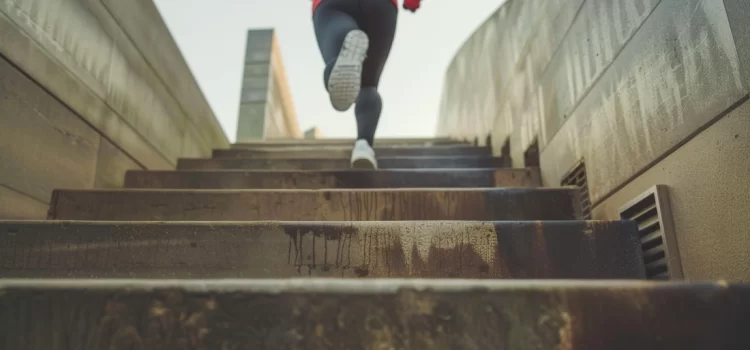 How to Stay Committed to Your Goals: 3 Successful Tactics A person running up steep stairs, showing how to stay committed to your goals