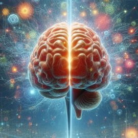 a brain with a light cutting through it and neurons and synapses all around it illustrate human-level AI