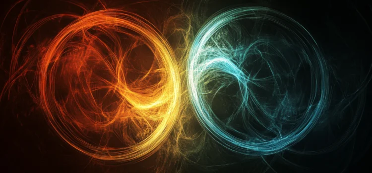 Chaos Theory and Free Will: Unpredictability vs. Choice Two colored circles representing the diagram of chaos theory