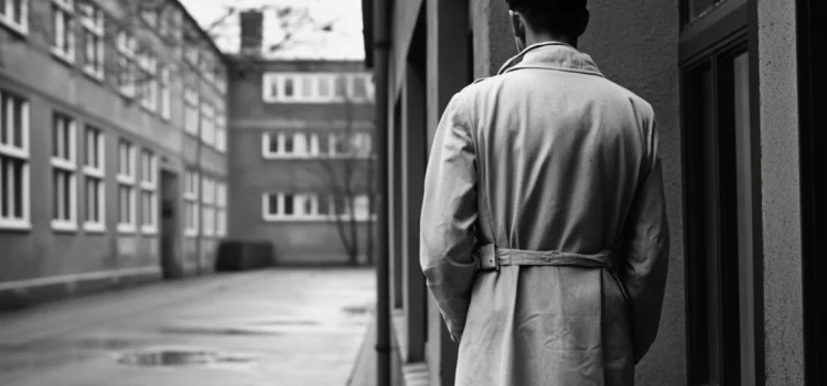 Eugenics and Autism in the Post World War I Era A black and white photo of a man in a lab coat outside of a brick building