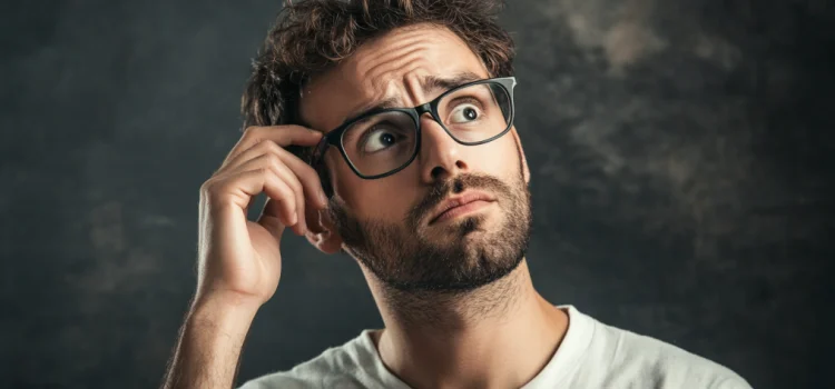 What if You’re Wrong? The Journey From Denial to Growth a man with glasses, curly hair, and a beard scratches his head in response to the question "What if you’re wrong?"