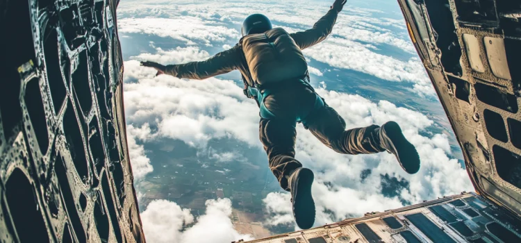 The Top 10 Characteristics of Creative People A person jumping out of a plane to go skydiving, displaying a creative characteristic