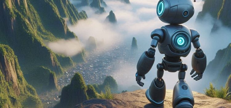 AI Awareness: Does Artificial Intelligence Know Where It Is? a robot about to walk off a cliff illustrates the limitations of AI awareness of their physical environment