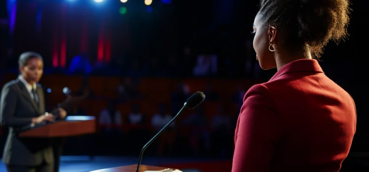 How to Gather Information: Questions for Your Debate Opponent A woman gathering information and taking notes in a debate