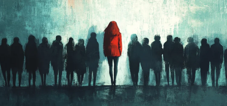 How Unconventional Thinking Leads to Disruptive Changes A woman in red separated from a group of silhouettes to demonstrate unconventional thinking