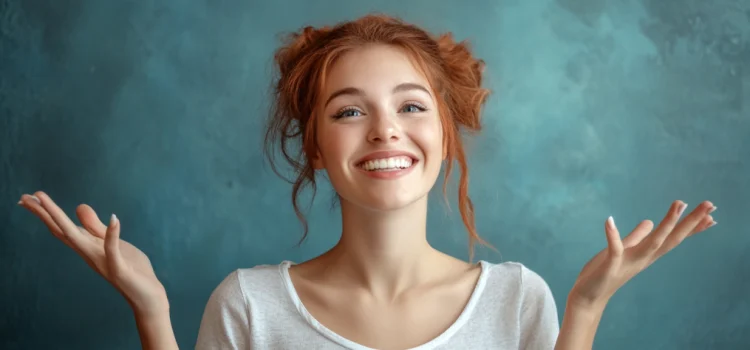 How to Accept Being Wrong & Get Used to Being Uncertain a young woman with red hair smiling and shrugging illustrates how to accept being wrong