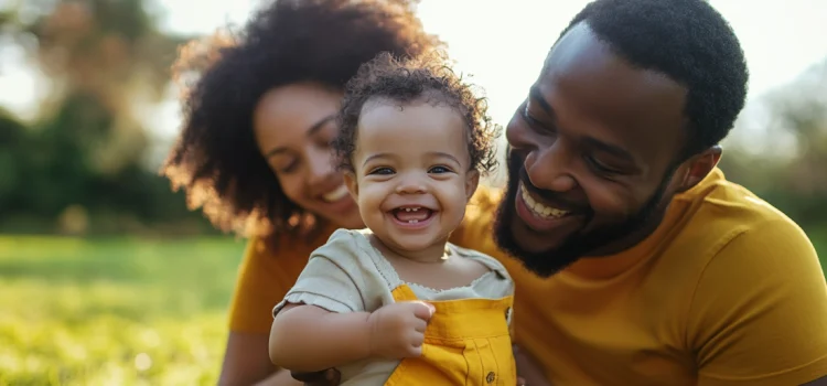 How to Be a Better Parent: 2 Practices to Strengthen Bonds A mother and father who understand how to be better parents, holding their happy baby outside
