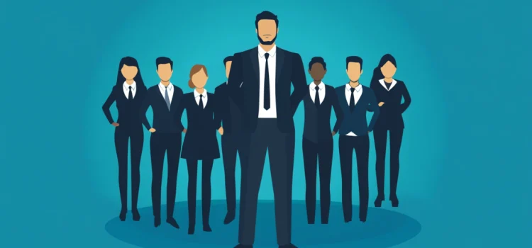 How to Build a Strong Team: 4 Steps for Every Product Leader A leader standing in front of a group of employees, showing how to build a strong team