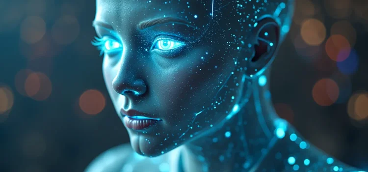 Will AI Have Consciousness? Mo Gawdat Explores the Possibility A human-like robot with shining eyes raises the question, "Will AI have consciousness?"