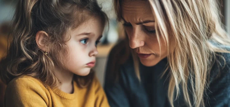 Conflict Resolution for Parents: 4 Steps to Come to a Solution A mother calmly talking to her sad daughter in a moment of parenting conflict resolution